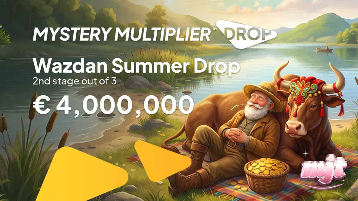 Interface de jogo de caça-níqueis com elementos de verão e multiplicadores
